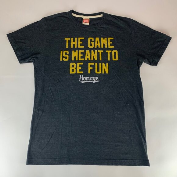 Homage Gray The Game Is Meant To Be Fun Short Sleeve Crewneck Shirt Mens Large - Picture 1 of 5